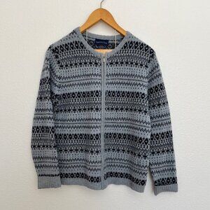 Vintage Charter Club Nordic 100% Lambswool Zip Up Sweater Sz Medium